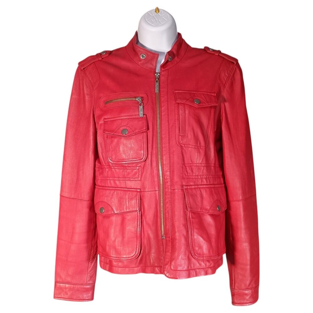 Dora Landa Leather Jacket Womens 4 Leather Red